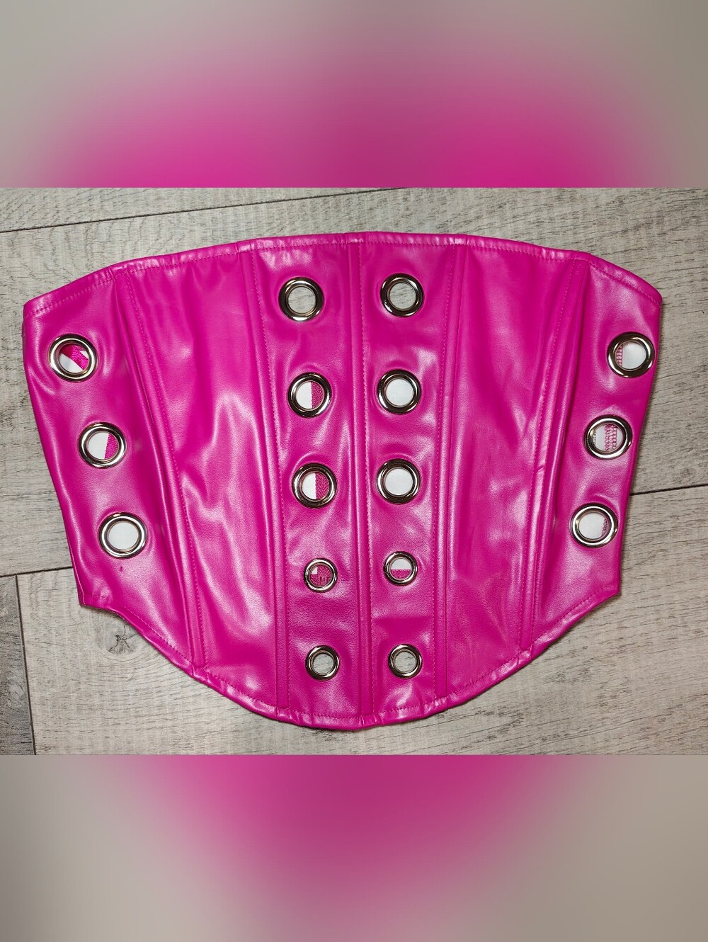 Love J Hot Pink w Grommets Bustier Corset Top w Back Zip.